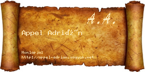 Appel Adrián névjegykártya